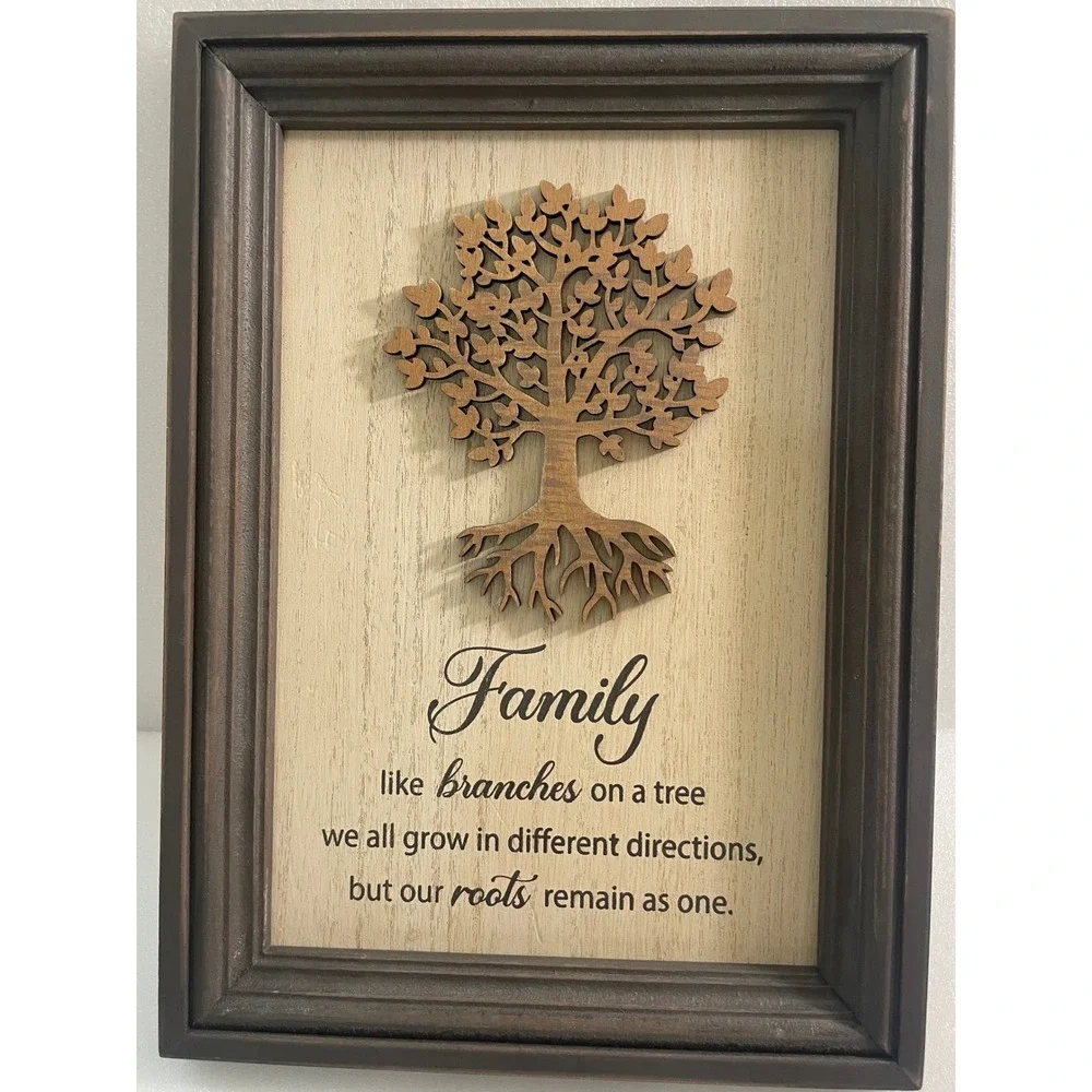 Ashland Heritage Home Family Tree of Life Framed 3D Wood Wall Art Decor 9 x 12.5